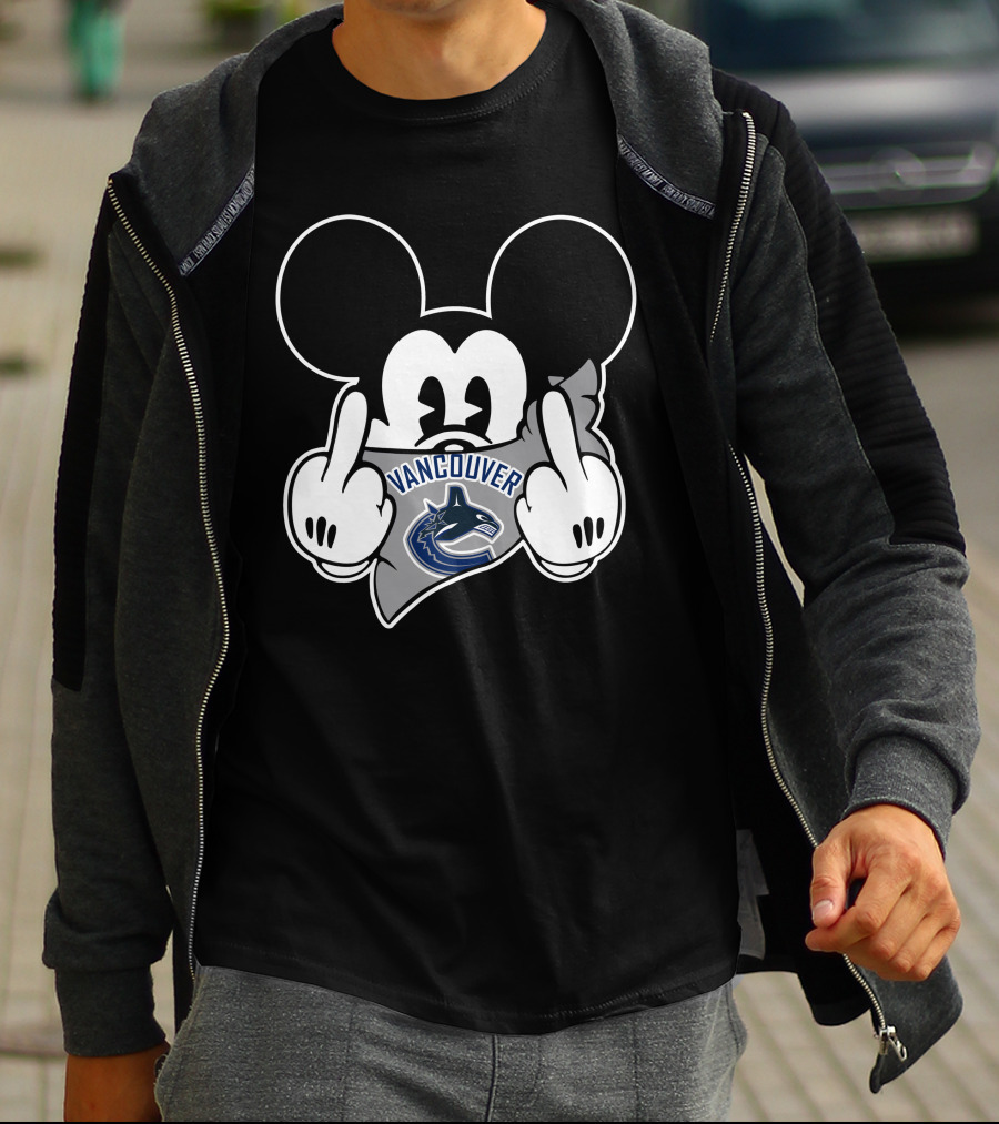 Vancouver Canucks Mickey Mouse Middle Finger T-Shirt