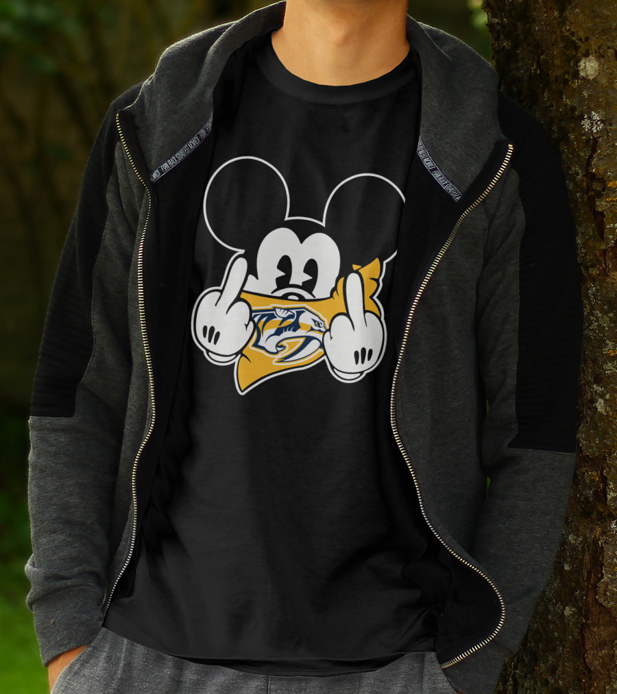 Nashville Predators Mickey Mouse Middle Finger T-Shirt