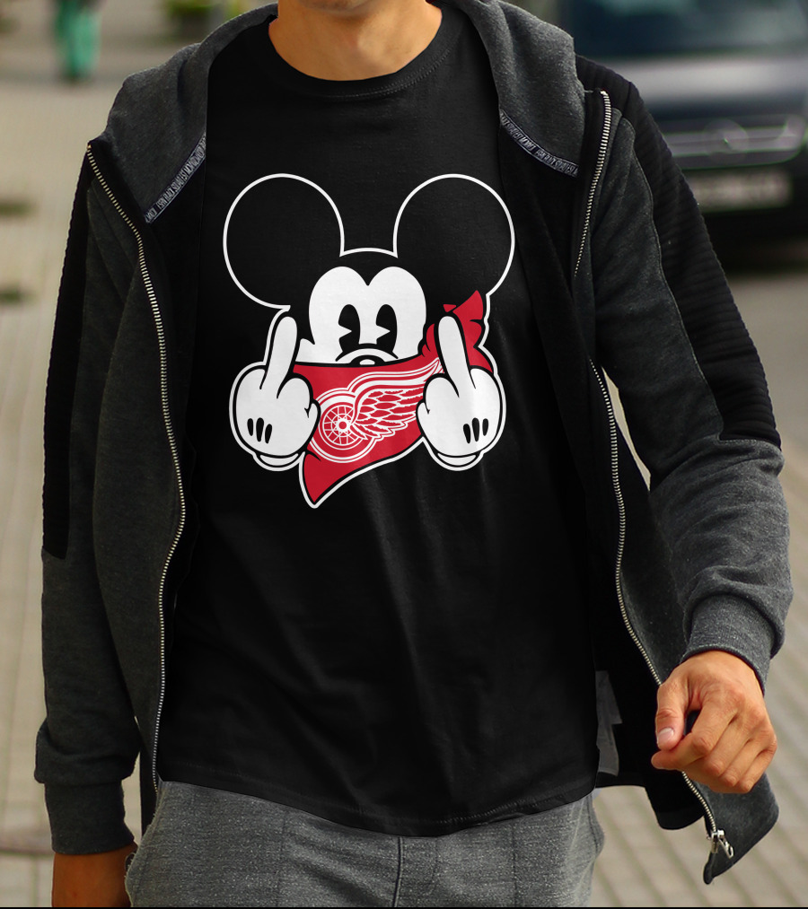 Red Wings Mickey Middle Finger T-Shirt