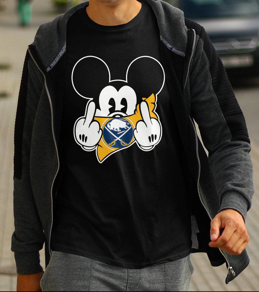 Sabres Hockey Mickey Mouse Middle Finger T-Shirt