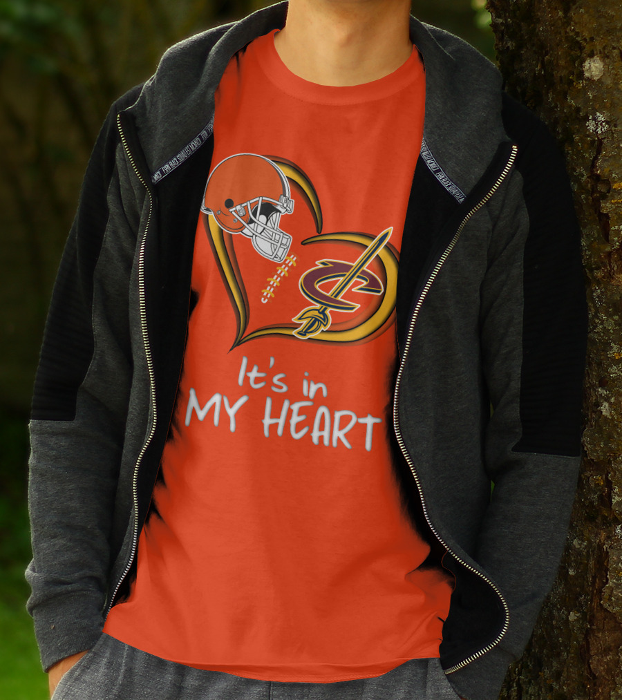 Browns Cavaliers It's In My Heart Football Basketball Cleveland Fan T-Shirt