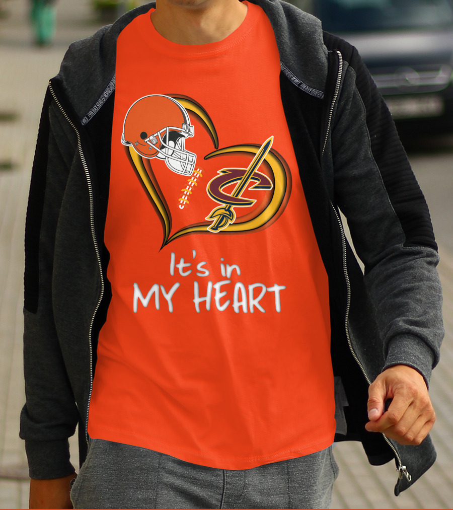 Browns Cavaliers It's In My Heart Football Basketball Cleveland Fan T-Shirt