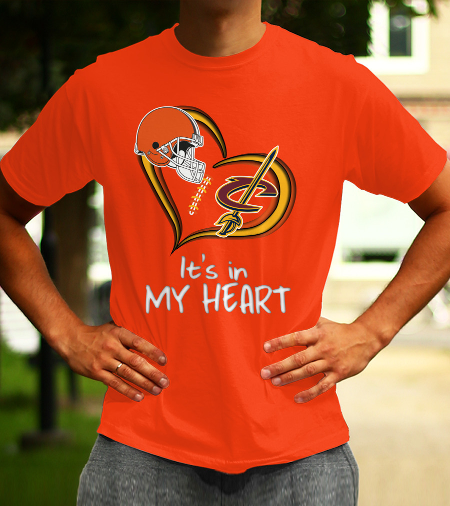Browns Cavaliers It's In My Heart Football Basketball Cleveland Fan T-Shirt