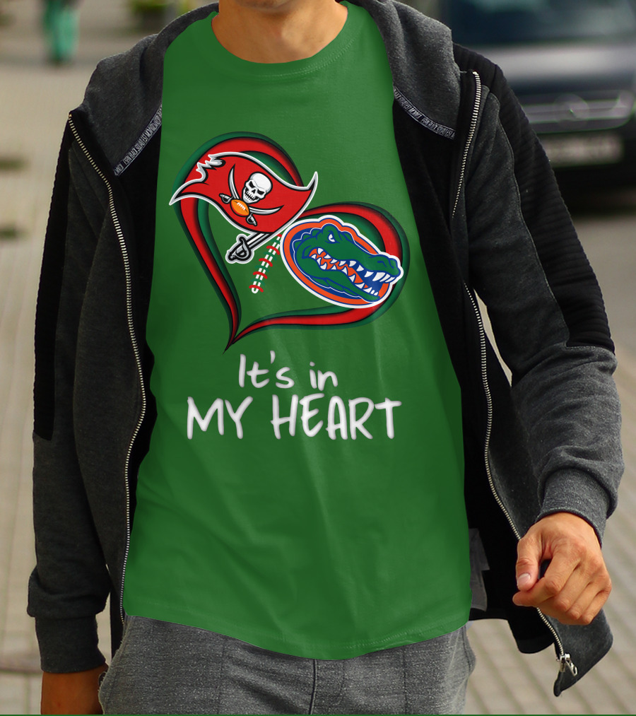 Tampa Bay Buccaneers And Florida Gators It's In My Heart T-Shirt