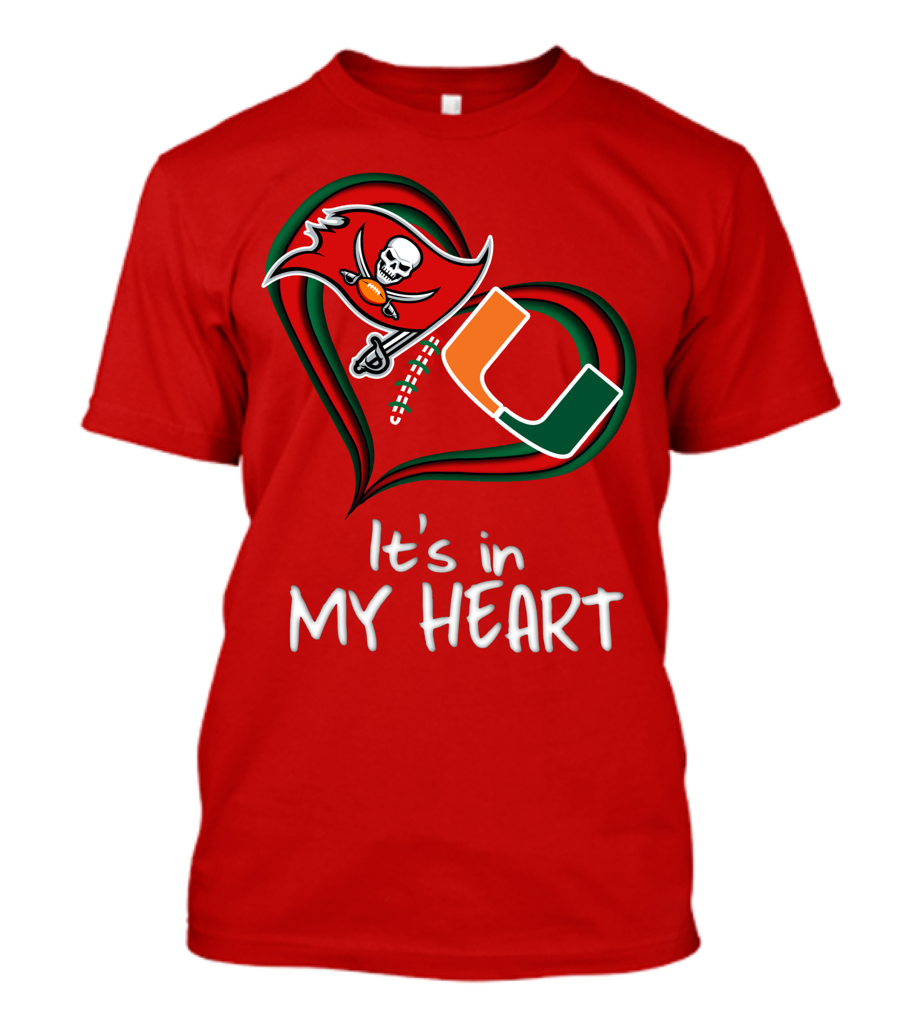 Tampa Bay Buccaneers Miami Hurricanes It's In My Heart T-Shirt