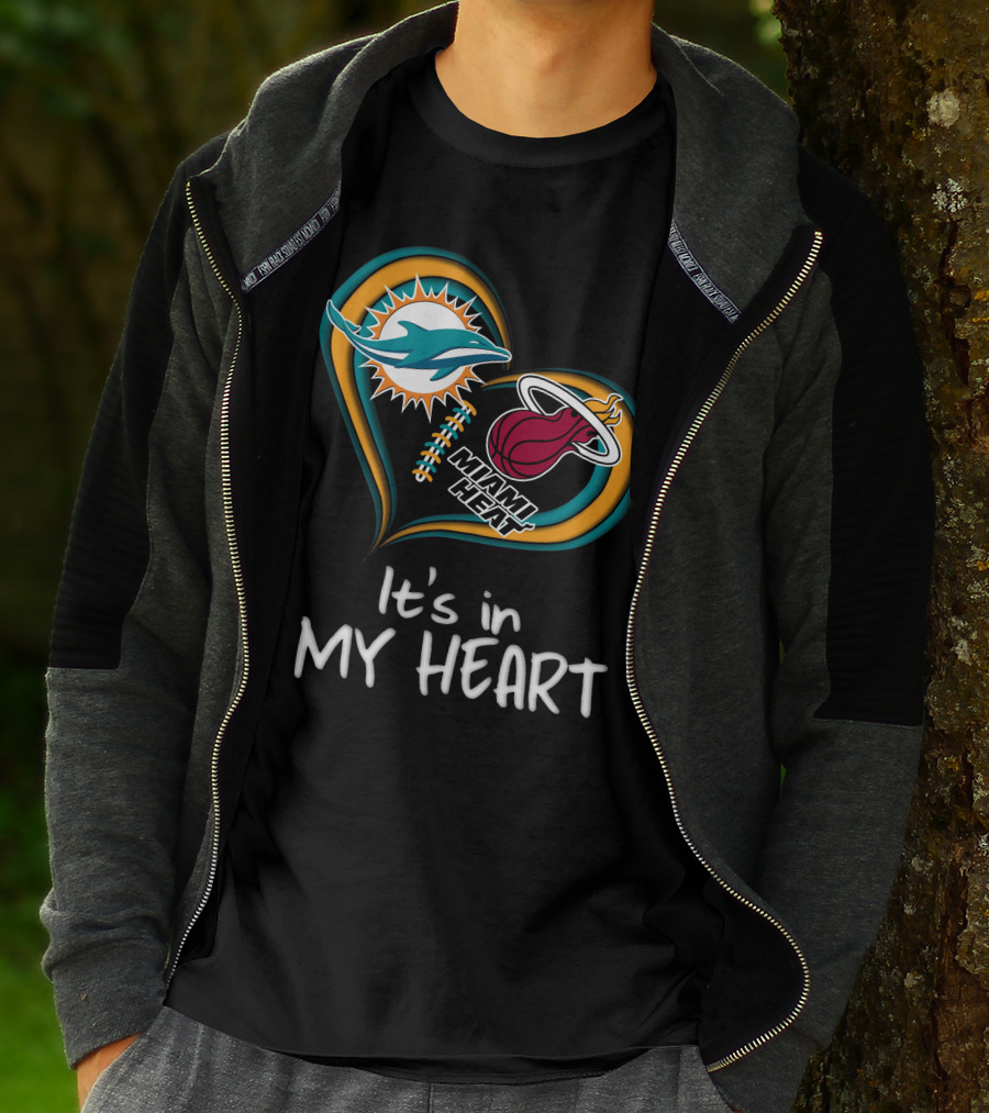Miami Dolphins And Heat It's In My Heart T-Shirt