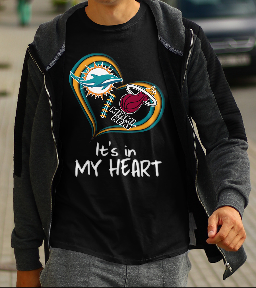 Miami Dolphins And Heat It's In My Heart T-Shirt