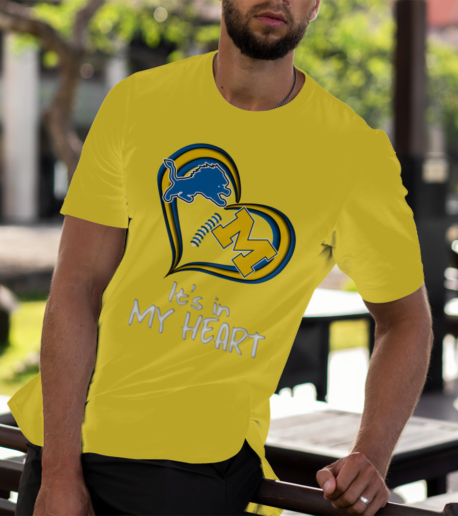 Lions Michigan M Heart It's In My Heart T-Shirt