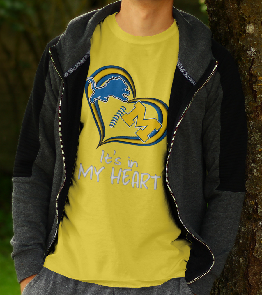 Lions Michigan M Heart It's In My Heart T-Shirt