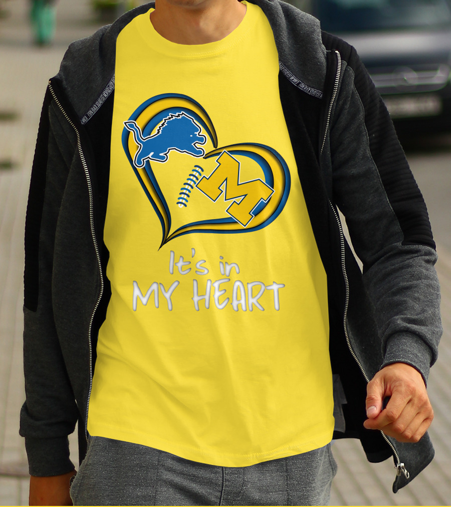 Lions Michigan M Heart It's In My Heart T-Shirt