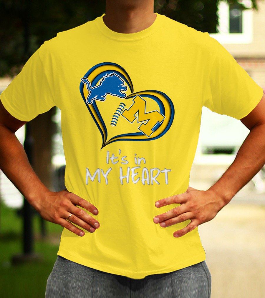 Lions Michigan M Heart It's In My Heart T-Shirt