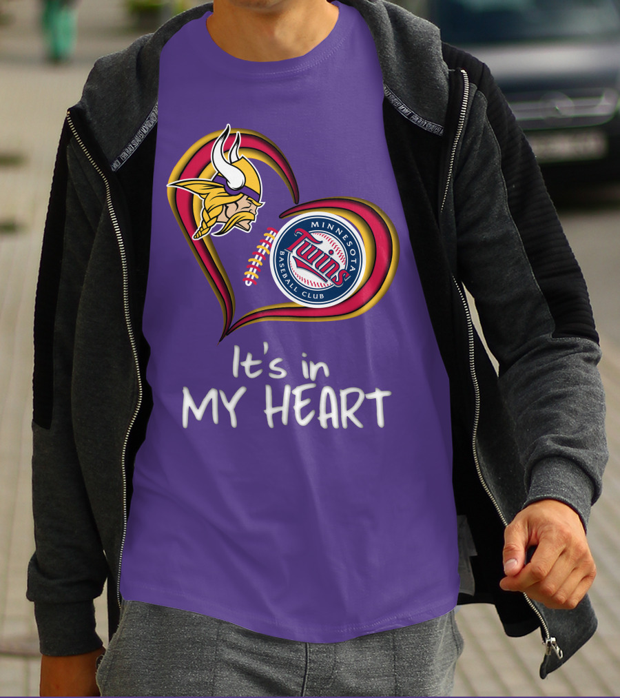 Minnesota Vikings Twins Baseball Club It's In My Heart T-Shirt