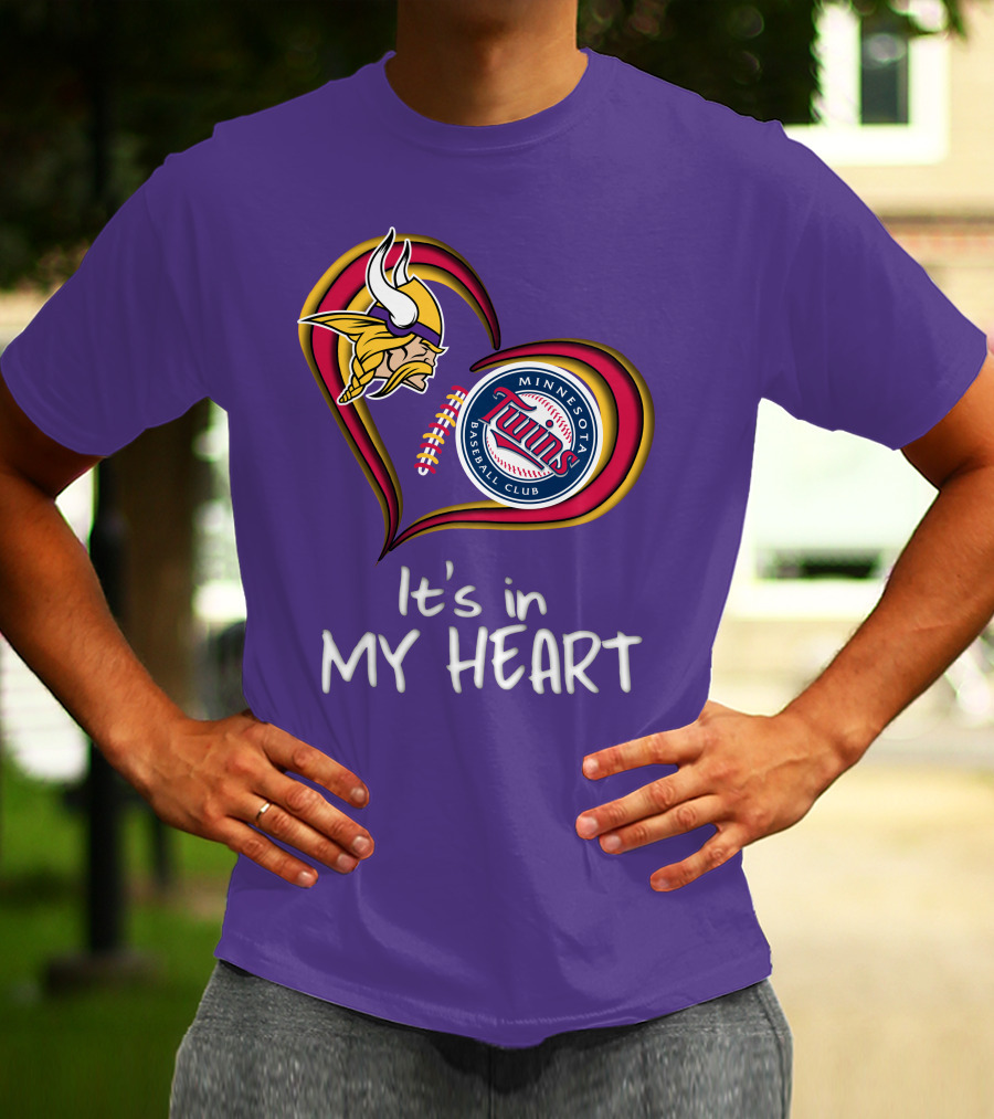 Minnesota Vikings Twins Baseball Club It's In My Heart T-Shirt
