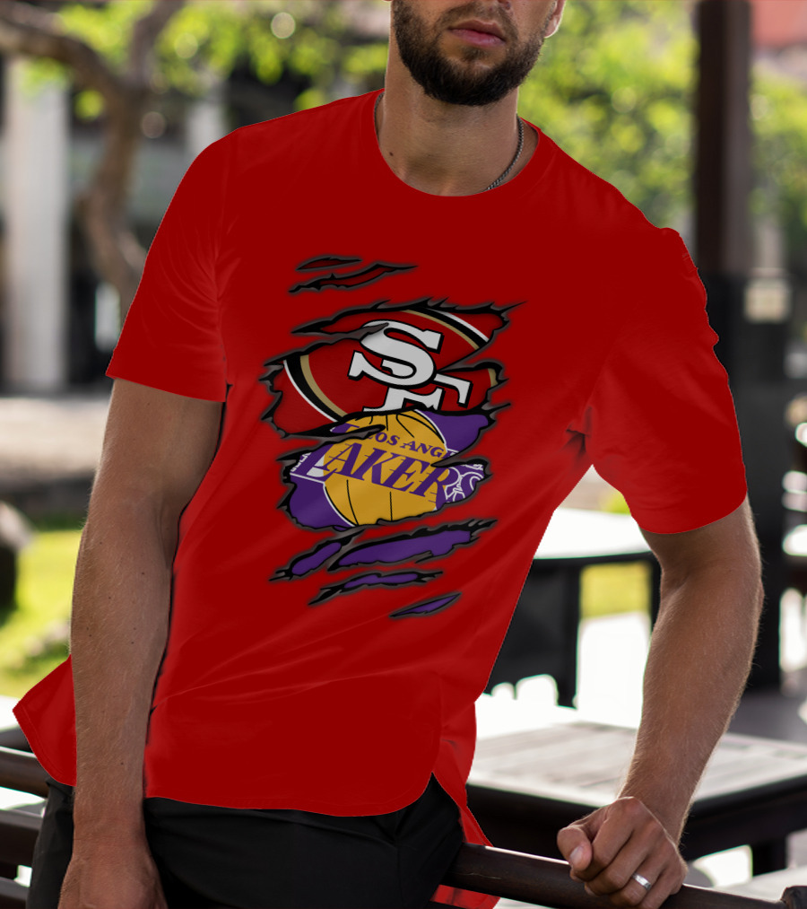San Francisco 49ers And Los Angeles Lakers Fan T-Shirt