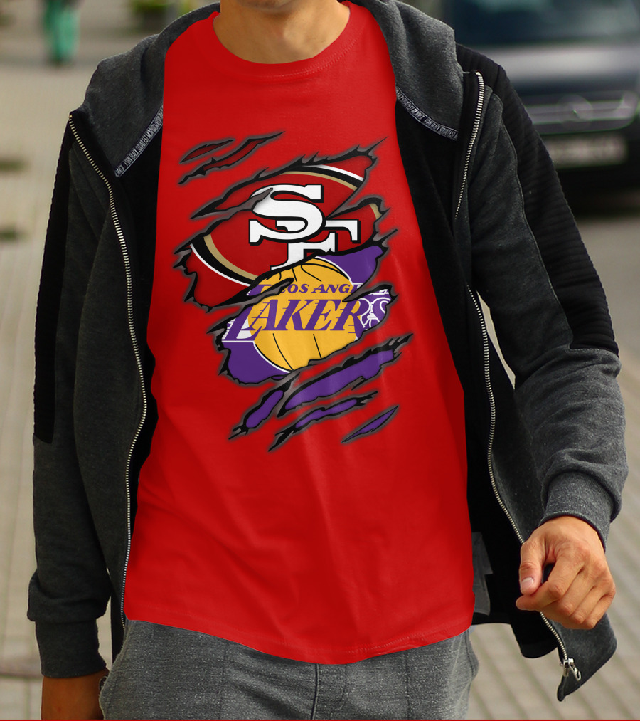 San Francisco 49ers And Los Angeles Lakers Fan T-Shirt