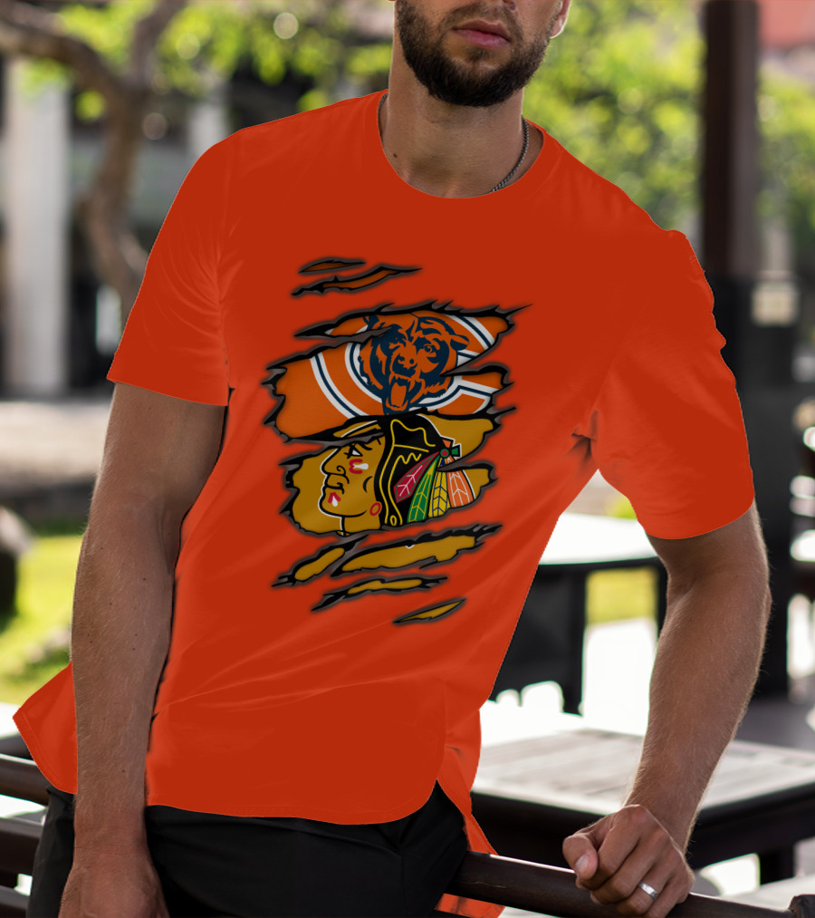 Bears Blackhawks NFL NHL Crossover T-Shirt