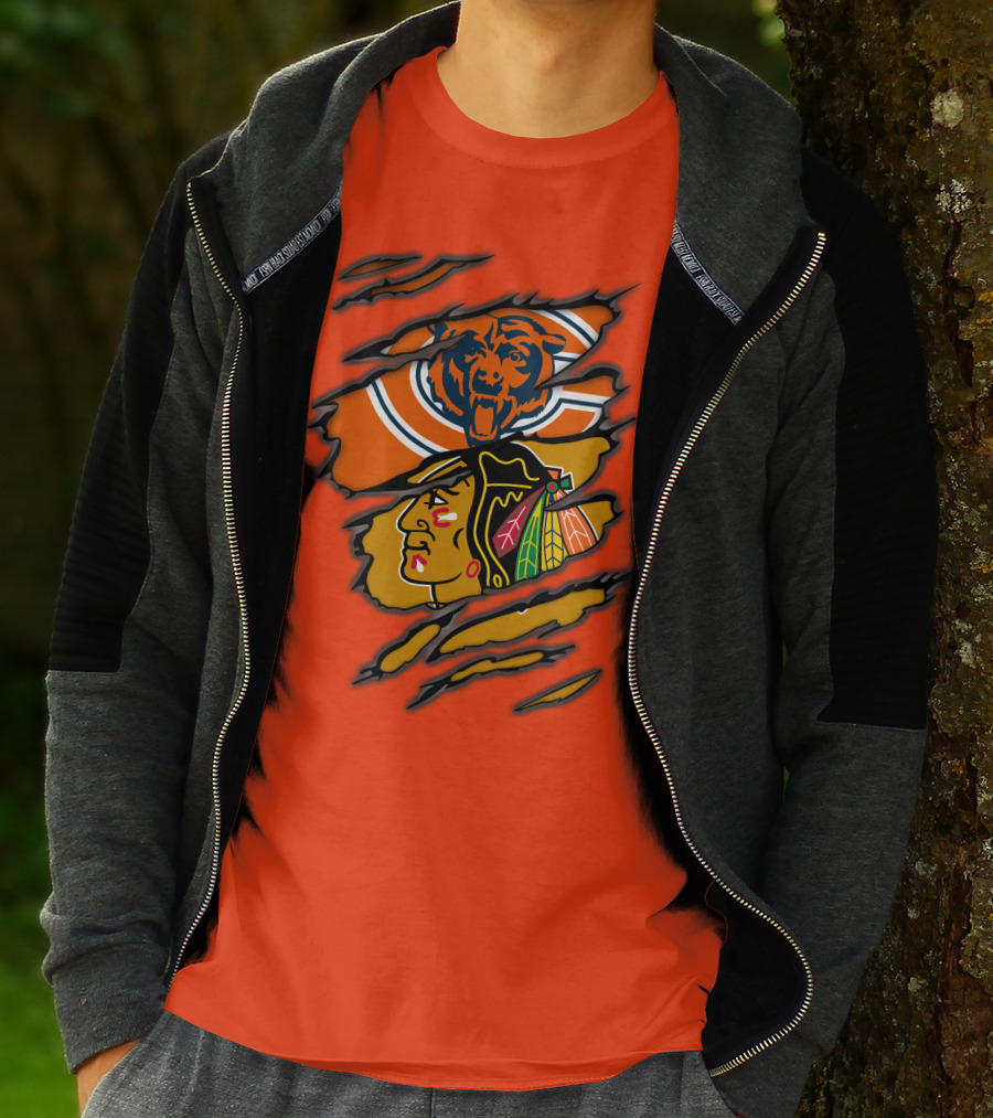 Bears Blackhawks NFL NHL Crossover T-Shirt