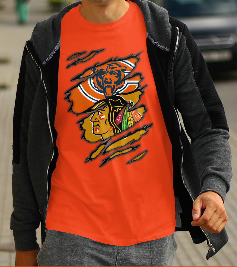 Bears Blackhawks NFL NHL Crossover T-Shirt