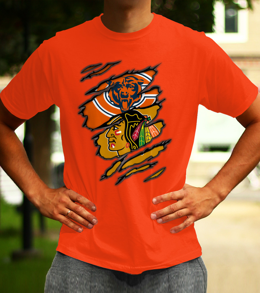 Bears Blackhawks NFL NHL Crossover T-Shirt