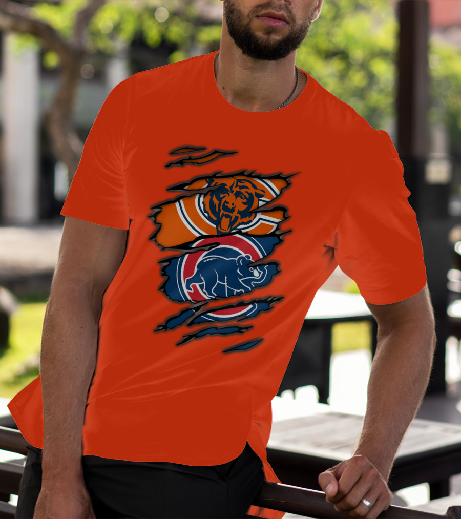 Chicago Bears Cubs Logos Fusion T-Shirt