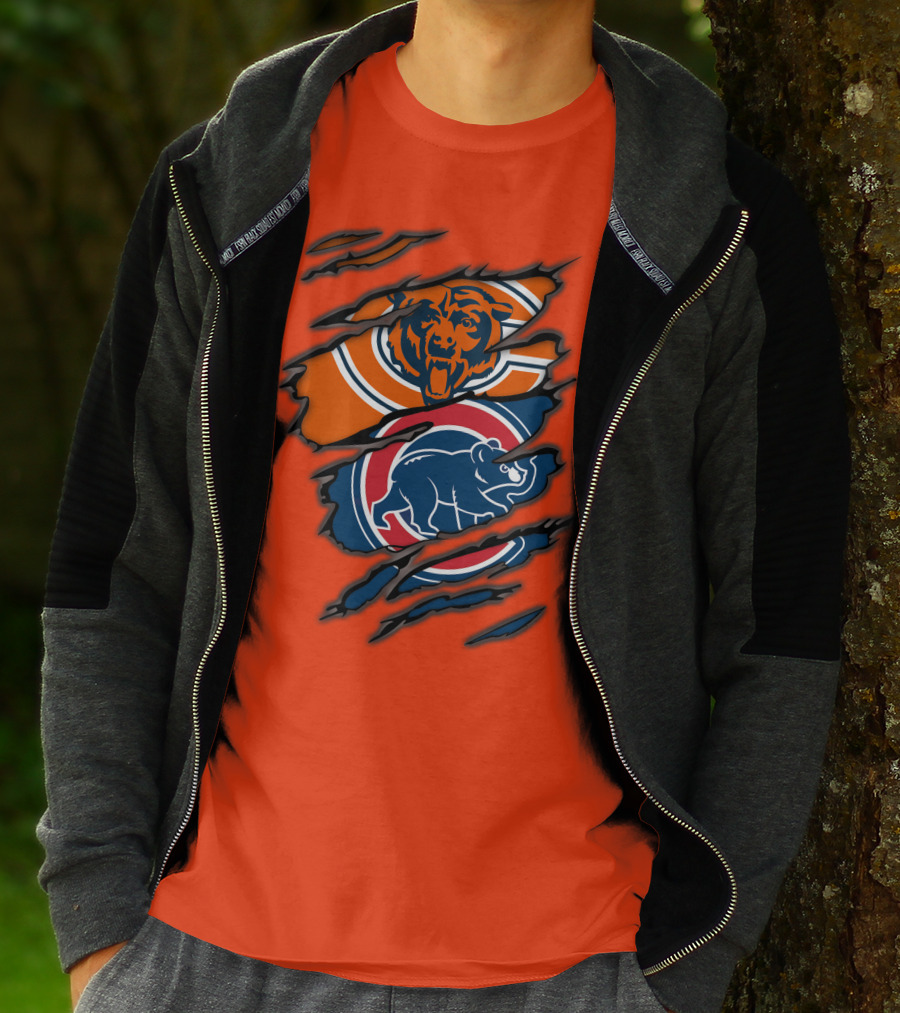 Chicago Bears Cubs Logos Fusion T-Shirt
