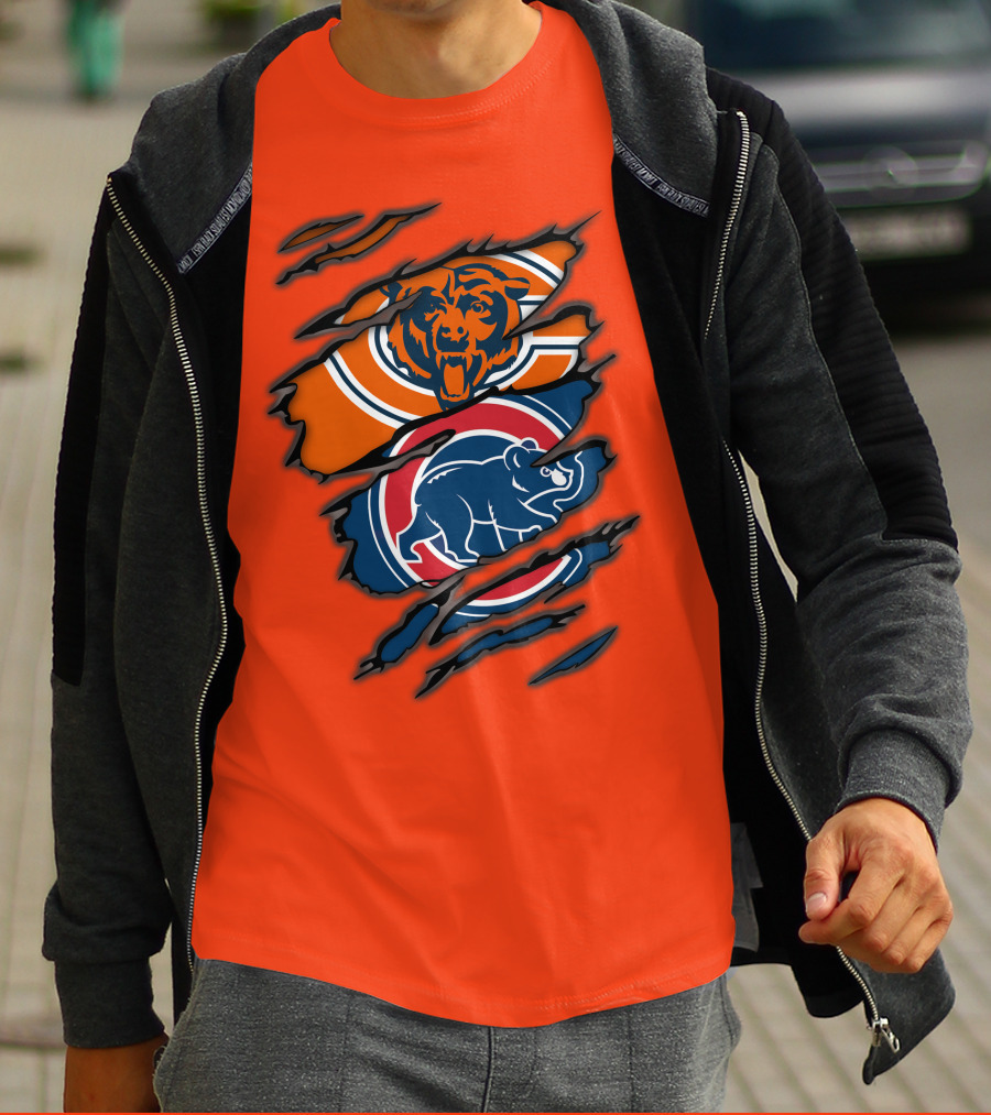 Chicago Bears Cubs Logos Fusion T-Shirt