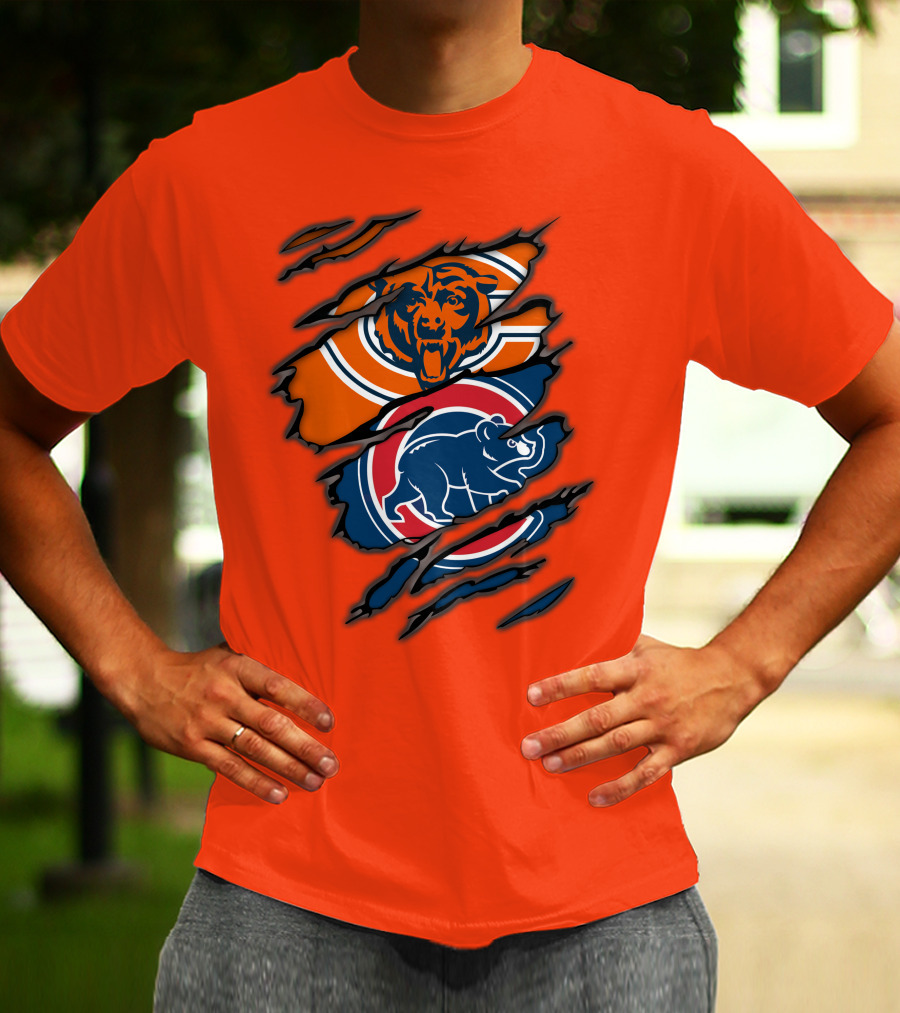 Chicago Bears Cubs Logos Fusion T-Shirt