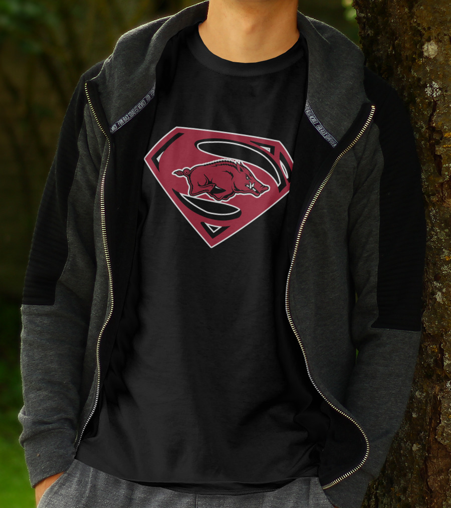 Arkansas Razorbacks Superman Logo Emblem T-Shirt