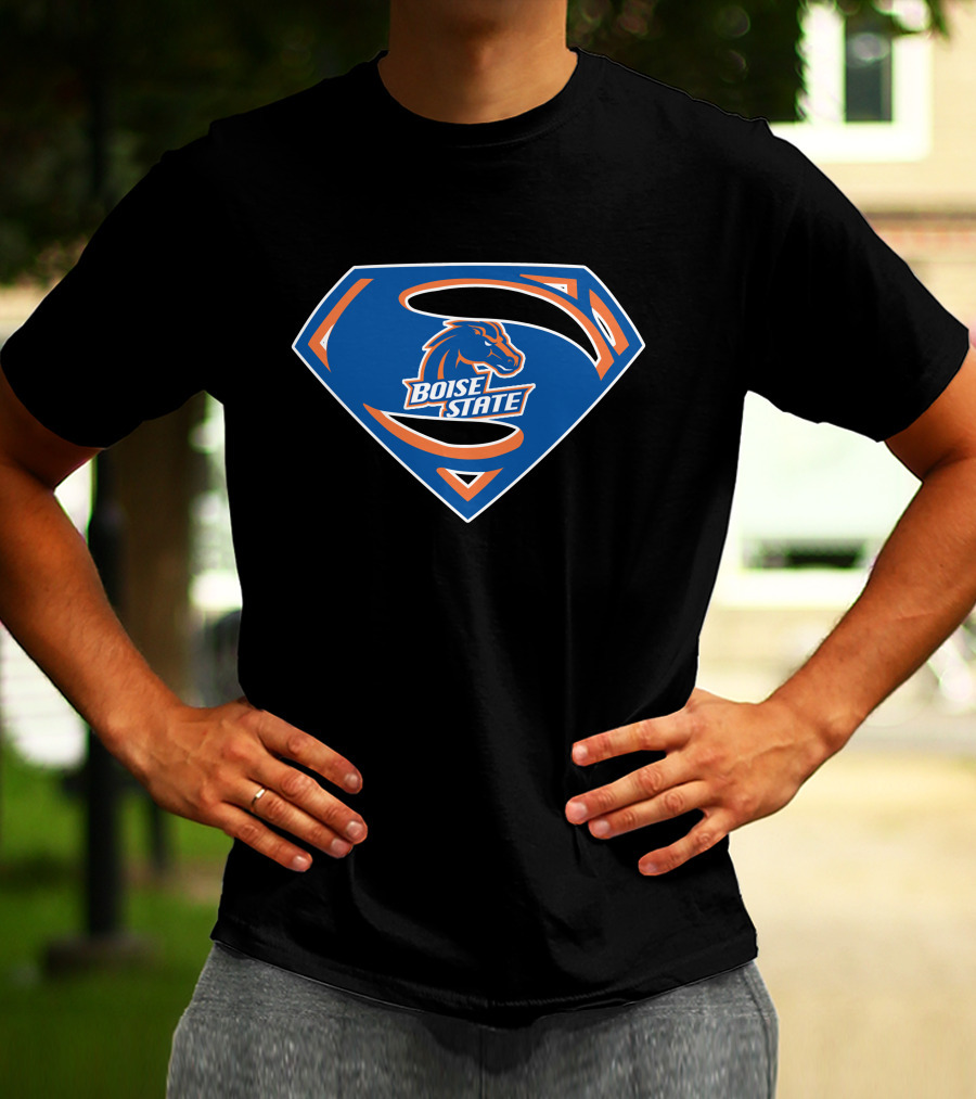 Boise State Superman Boise State Broncos Super Hero Emblem T-Shirt