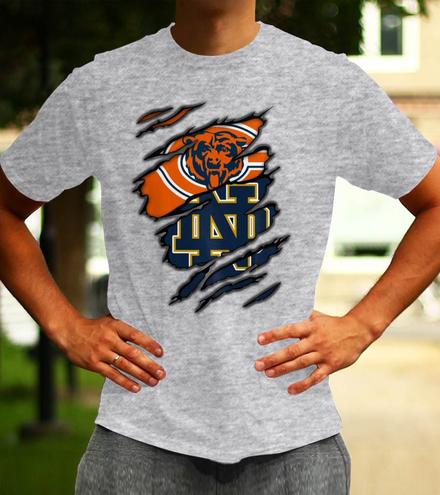 Chicago Bears Notre Dame Fighting Irish Crossover T-Shirt