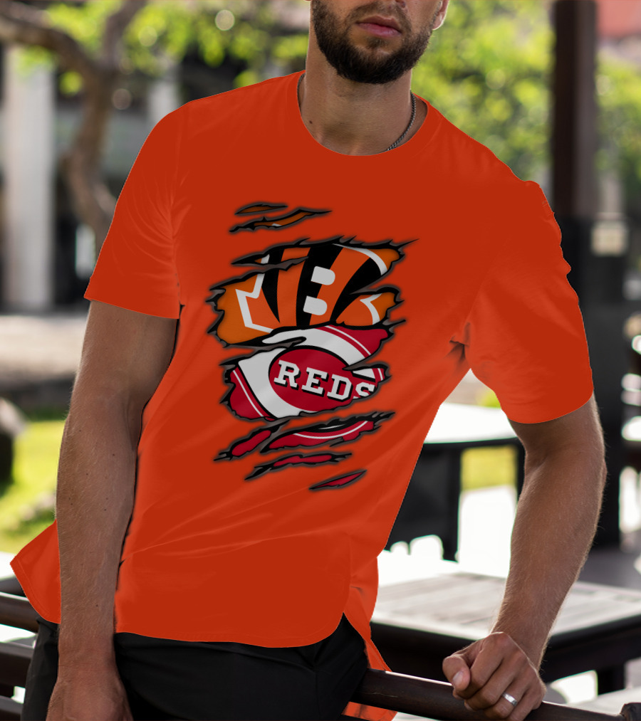 Bengals Reds Cincinnati Sports Claw Marks T-Shirt
