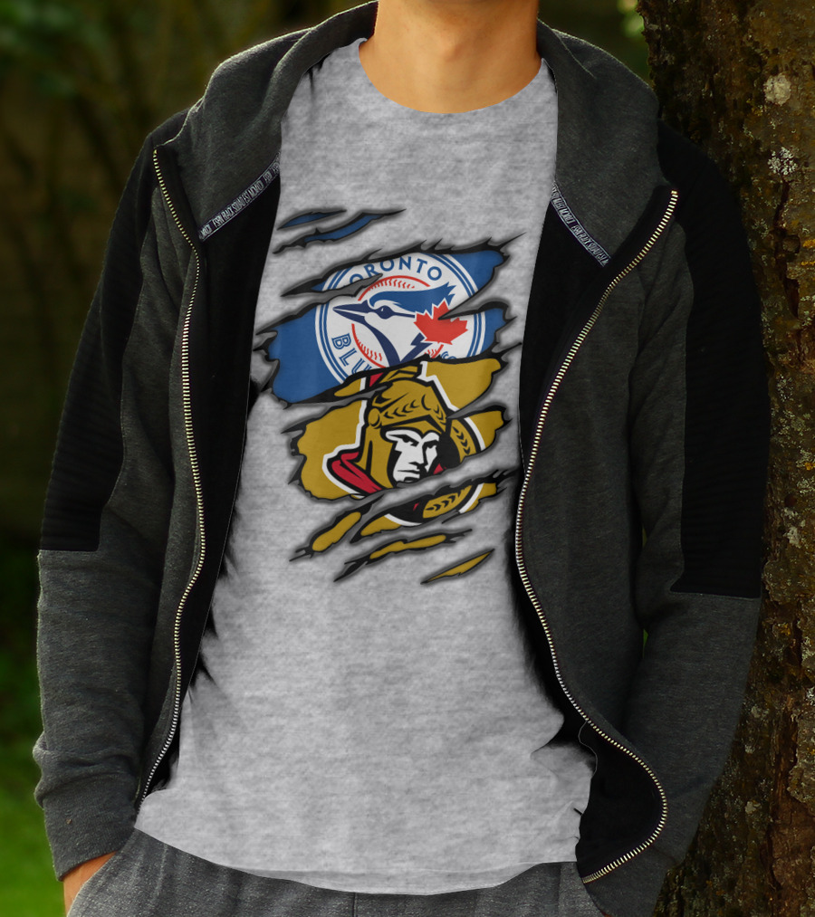 Toronto Blue Jays Ottawa Senators Dual Logo Rip T-Shirt