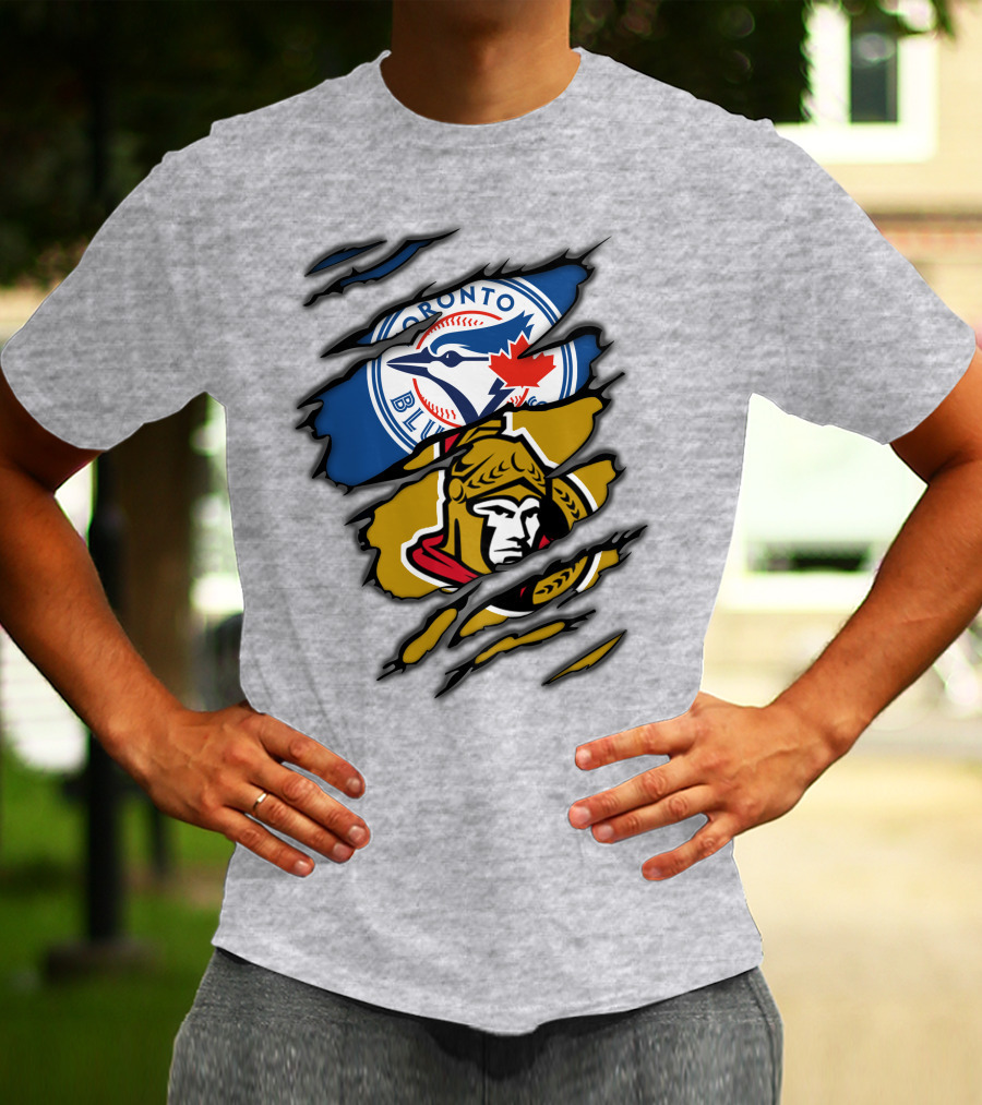 Toronto Blue Jays Ottawa Senators Dual Logo Rip T-Shirt