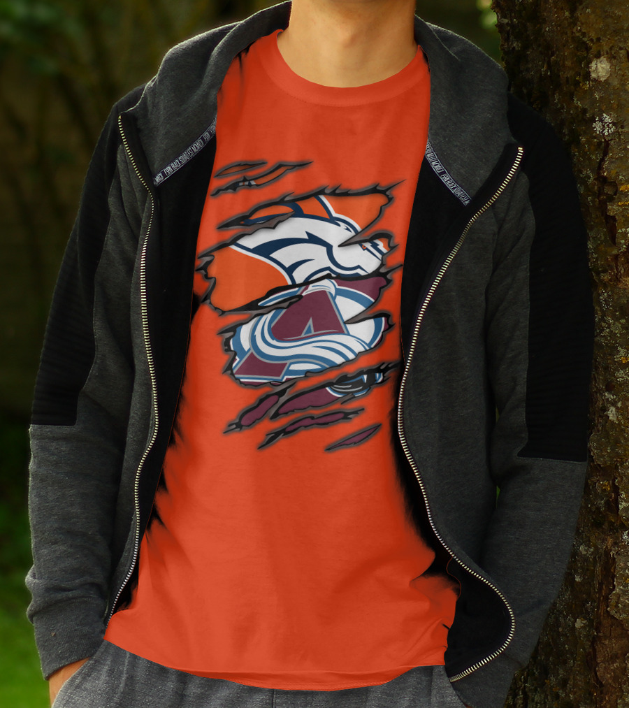 Broncos Avalanche Nfl Nhl Logo Crossover Collaboration T-Shirt