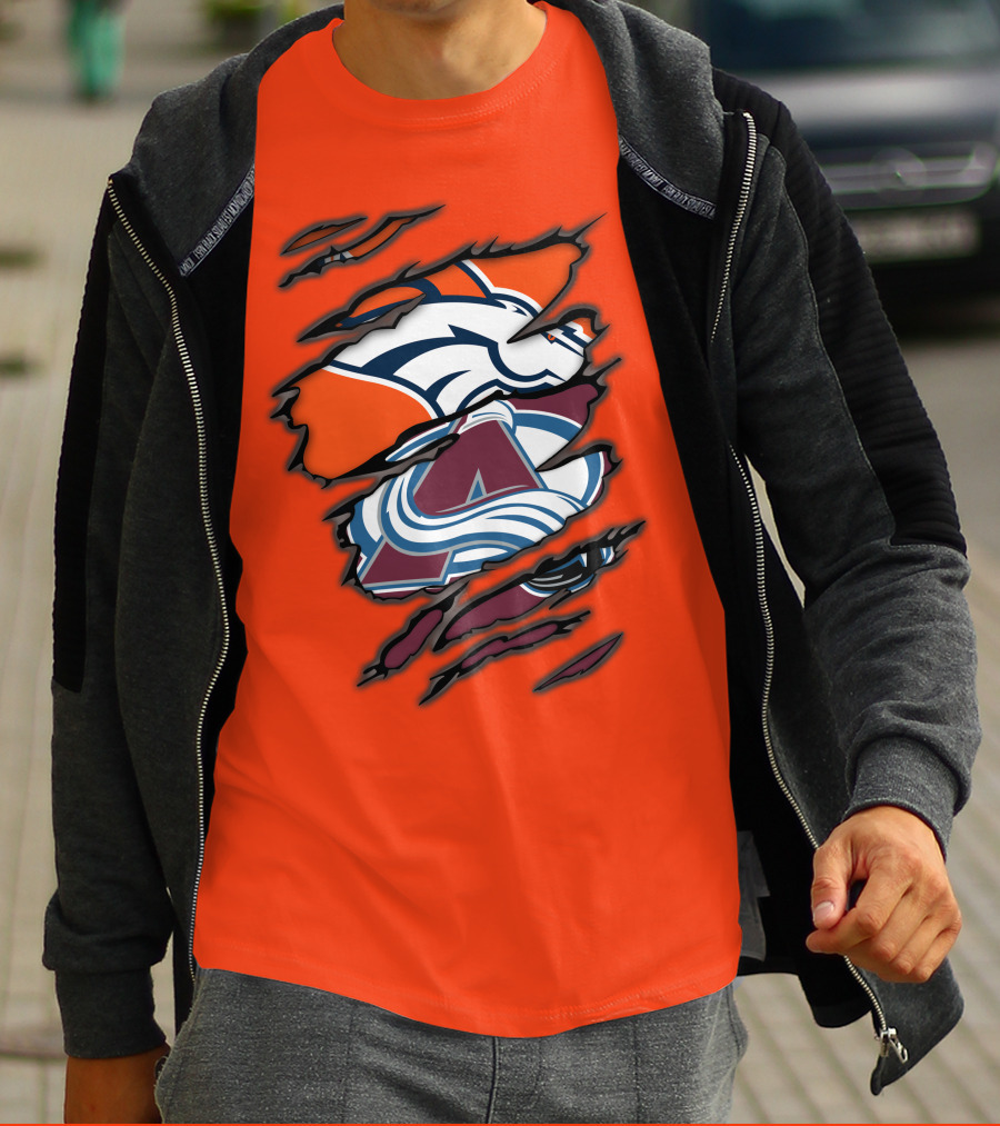 Broncos Avalanche Nfl Nhl Logo Crossover Collaboration T-Shirt