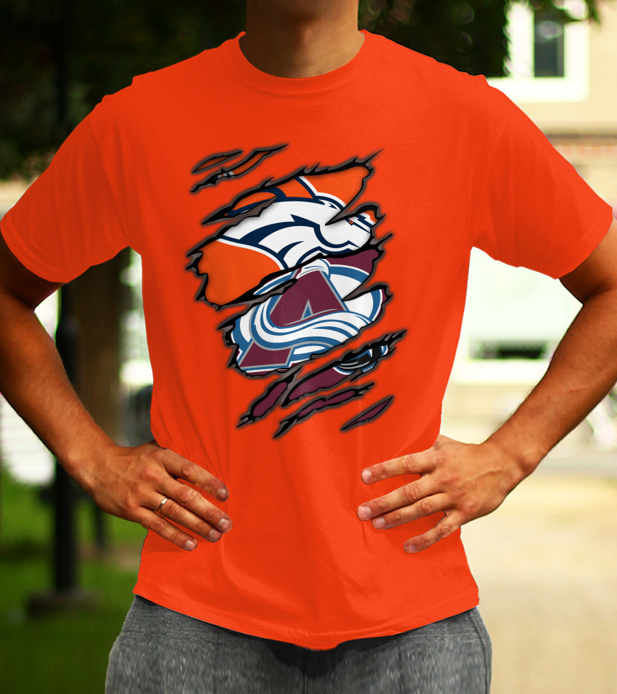 Broncos Avalanche Nfl Nhl Logo Crossover Collaboration T-Shirt