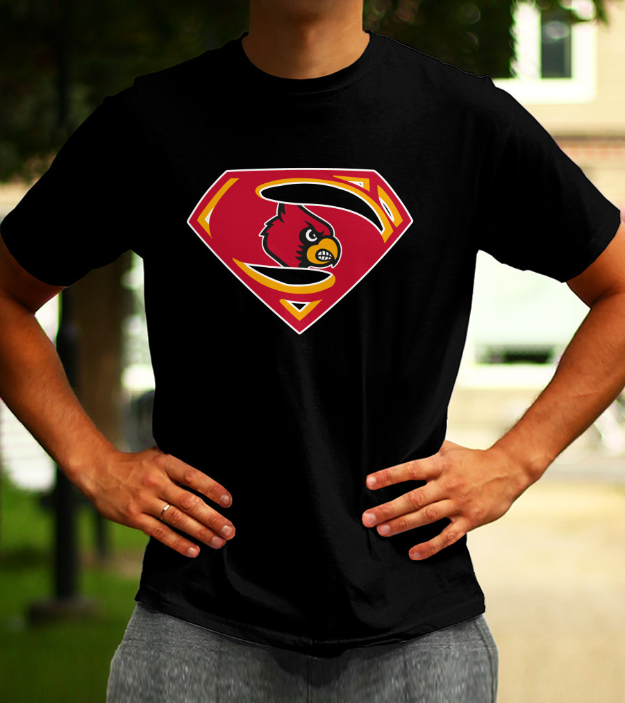 Louisville Cardinals Superman Logo Combination T-Shirt