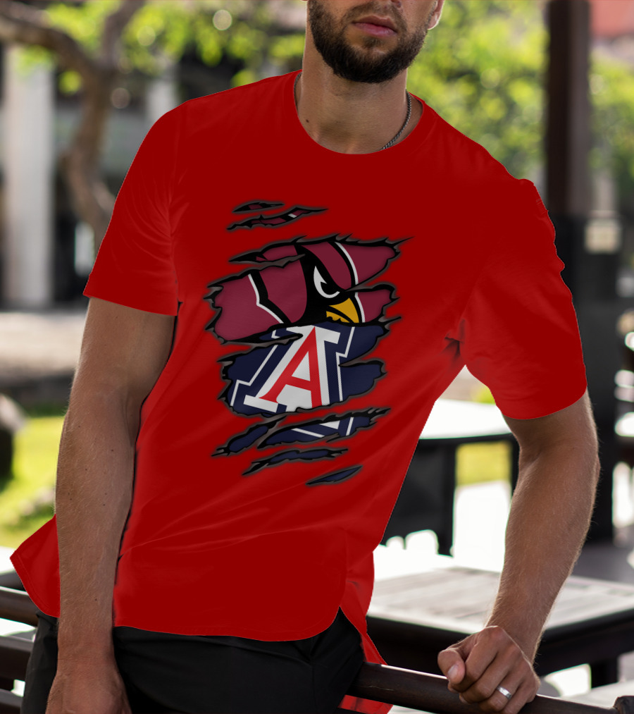 Arizona Cardinals University Wildcats Logo Fusion T-Shirt