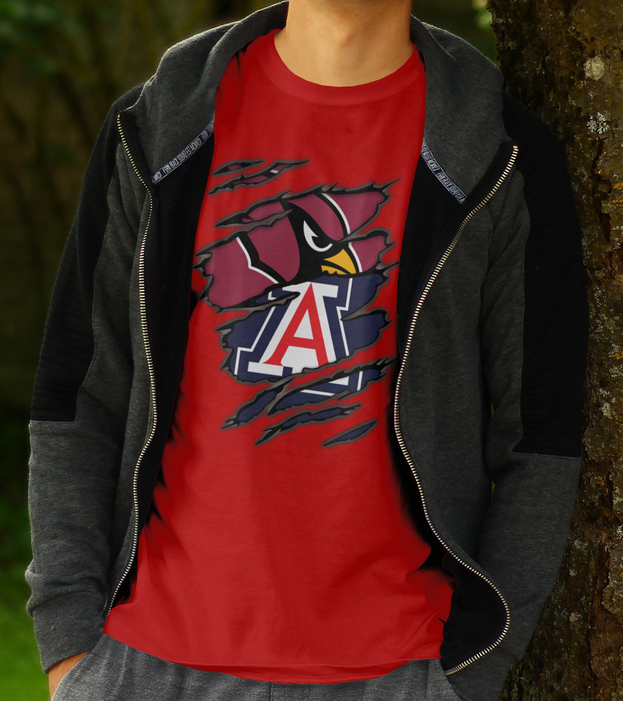 Arizona Cardinals University Wildcats Logo Fusion T-Shirt