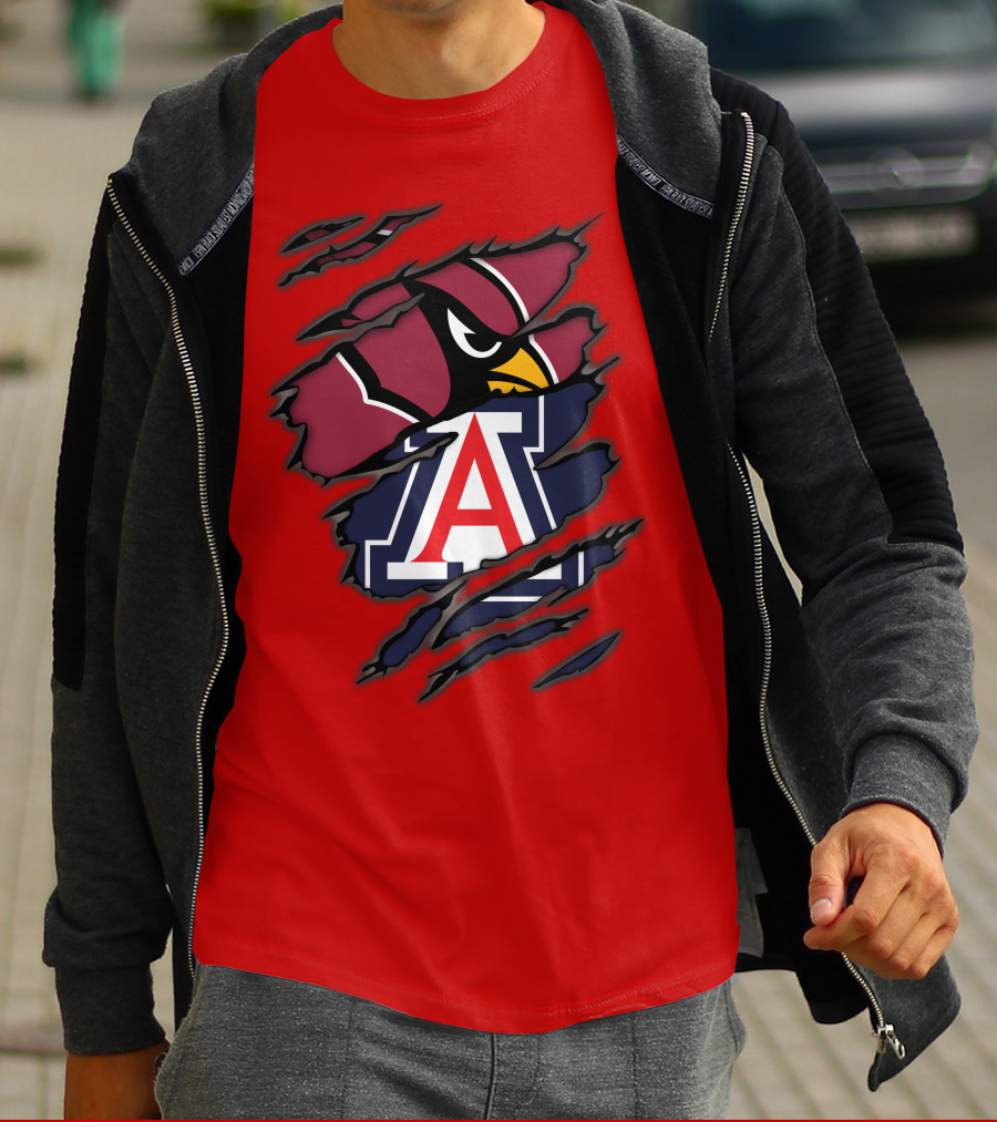 Arizona Cardinals University Wildcats Logo Fusion T-Shirt