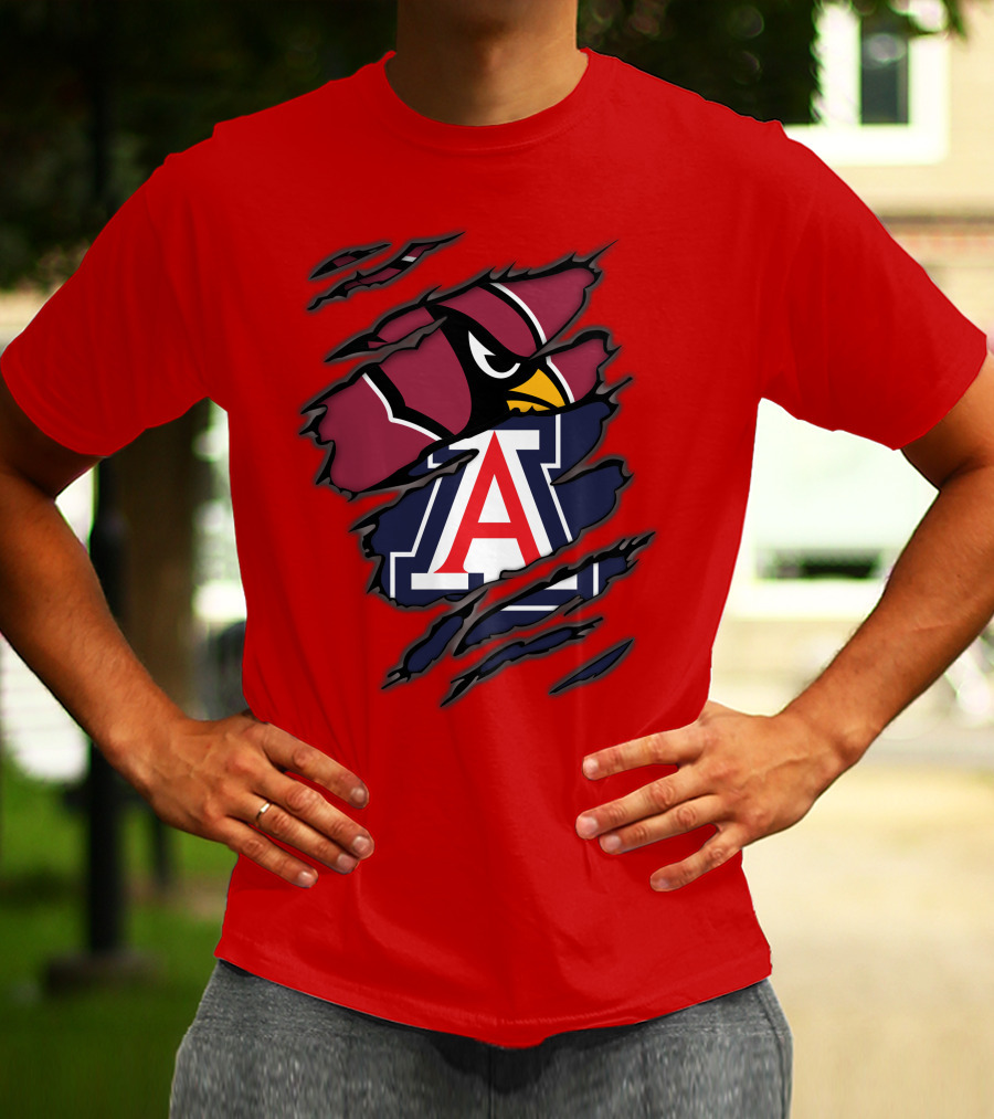 Arizona Cardinals University Wildcats Logo Fusion T-Shirt