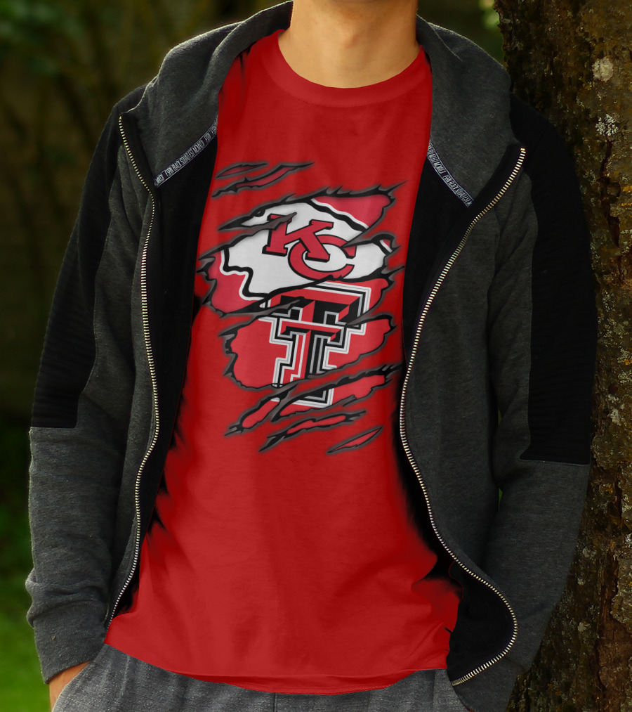 Kansas City Chiefs Texas Tech Red Raiders Logo Fusion T-Shirt