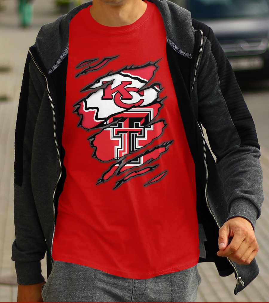 Kansas City Chiefs Texas Tech Red Raiders Logo Fusion T-Shirt