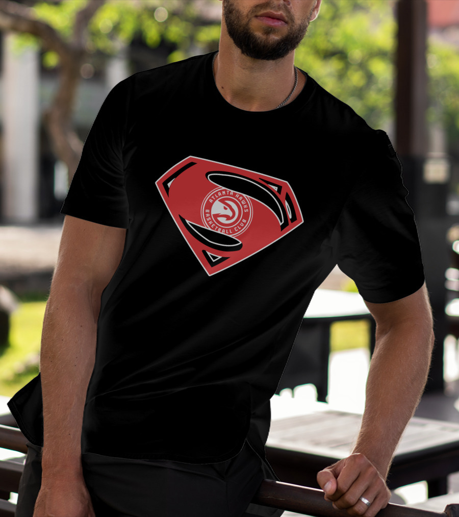 Atlanta Hawks Basketball Club Superman Logo Mashup T-Shirt