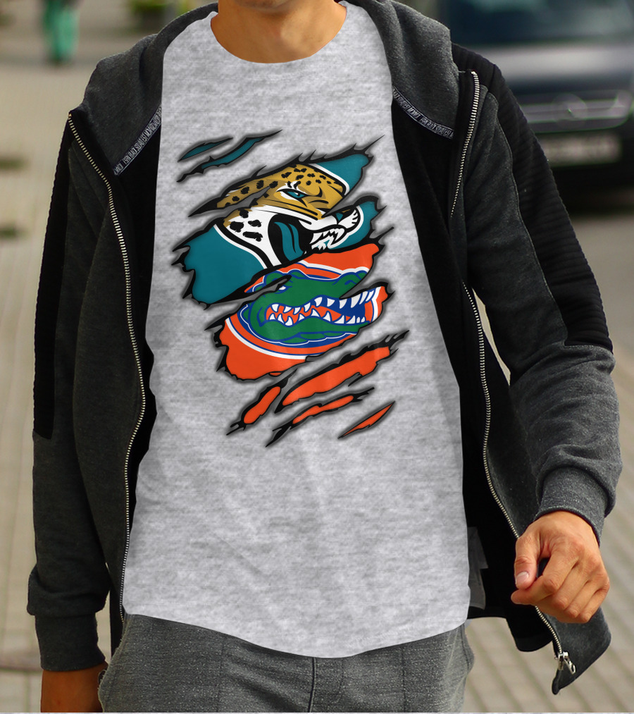 Jacksonville Jaguars Florida Gators Crossover Fan Gear Duo Team Spirit T-Shirt