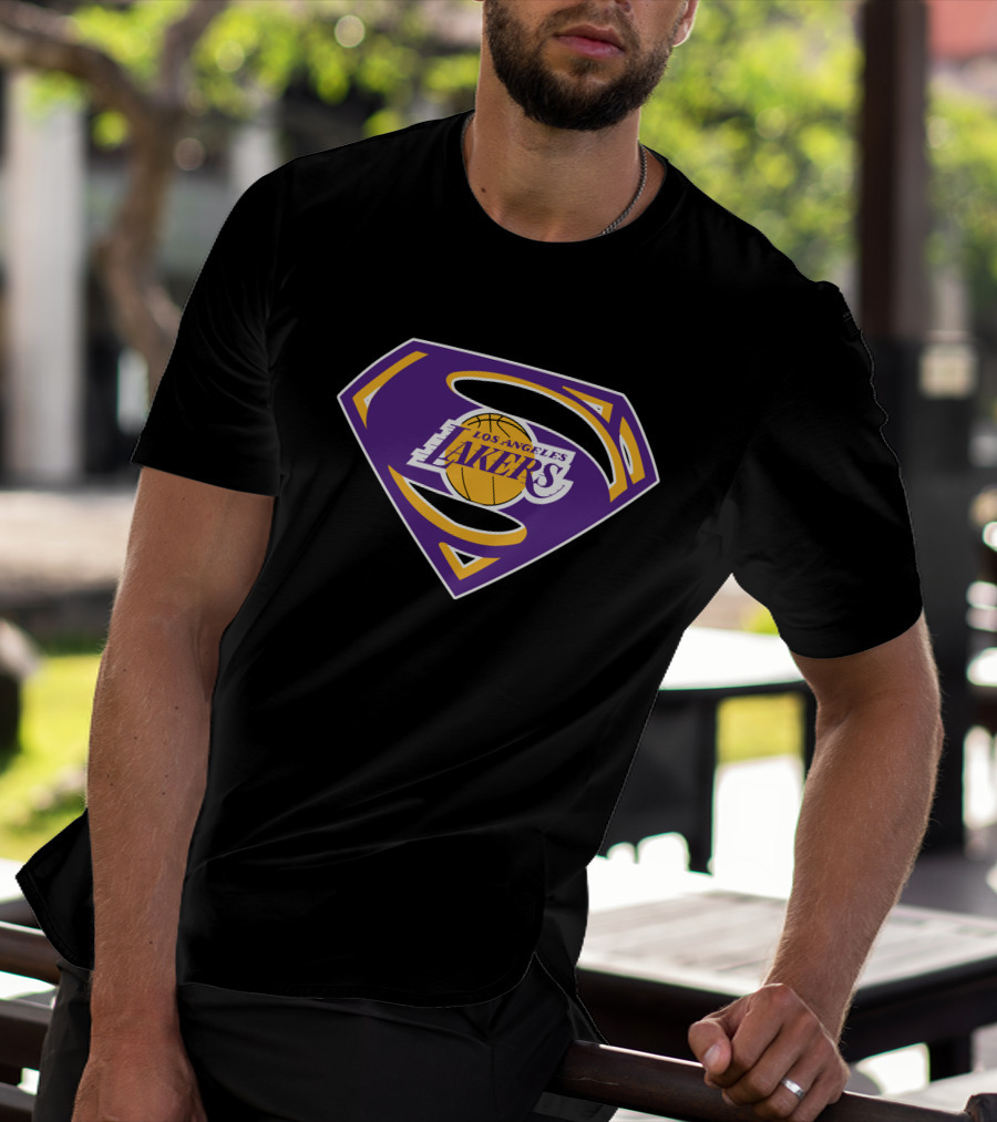 Los Angeles Lakers Purple Superman Shield T-Shirt