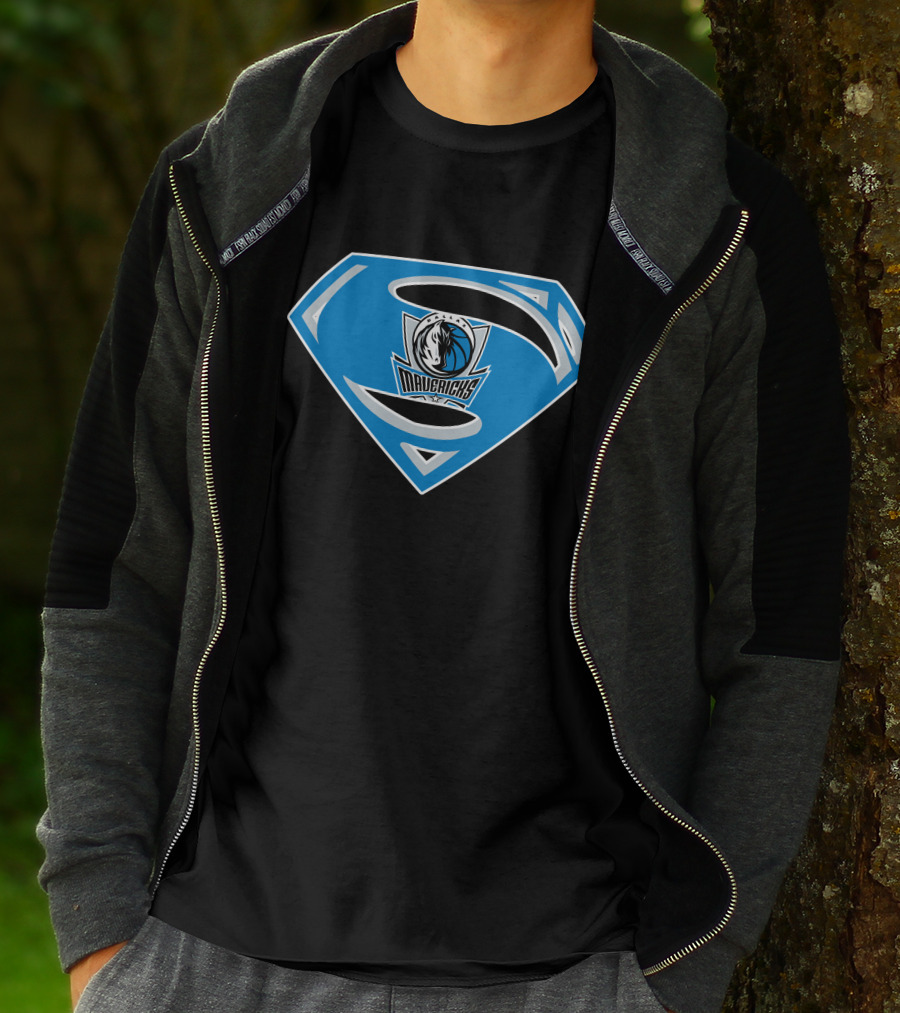Superman Mavericks Logo With Dallas Mavericks NBA T-Shirt