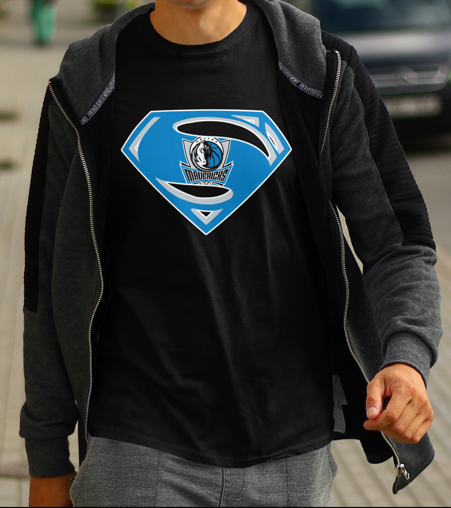 Superman Mavericks Logo With Dallas Mavericks NBA T-Shirt