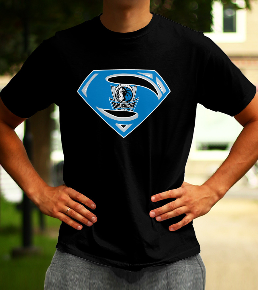 Superman Mavericks Logo With Dallas Mavericks NBA T-Shirt