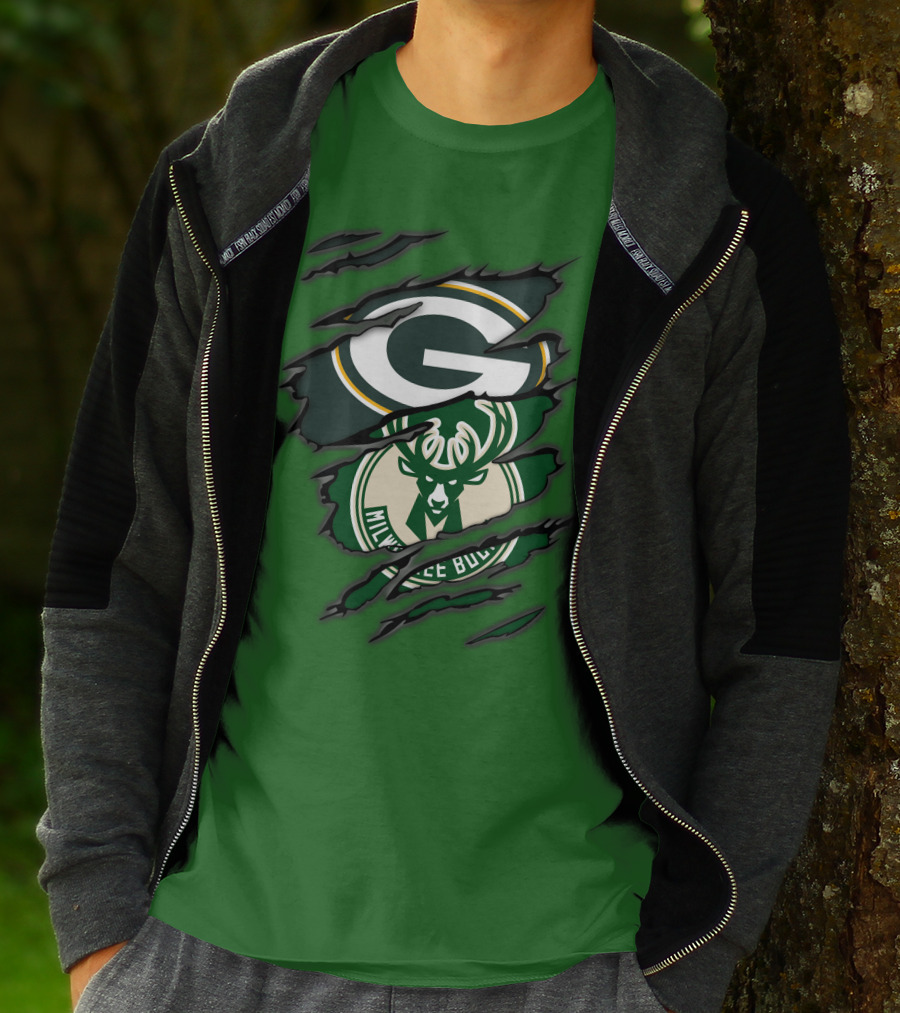 Green Bay Packers Milwaukee Bucks Crossover T-Shirt